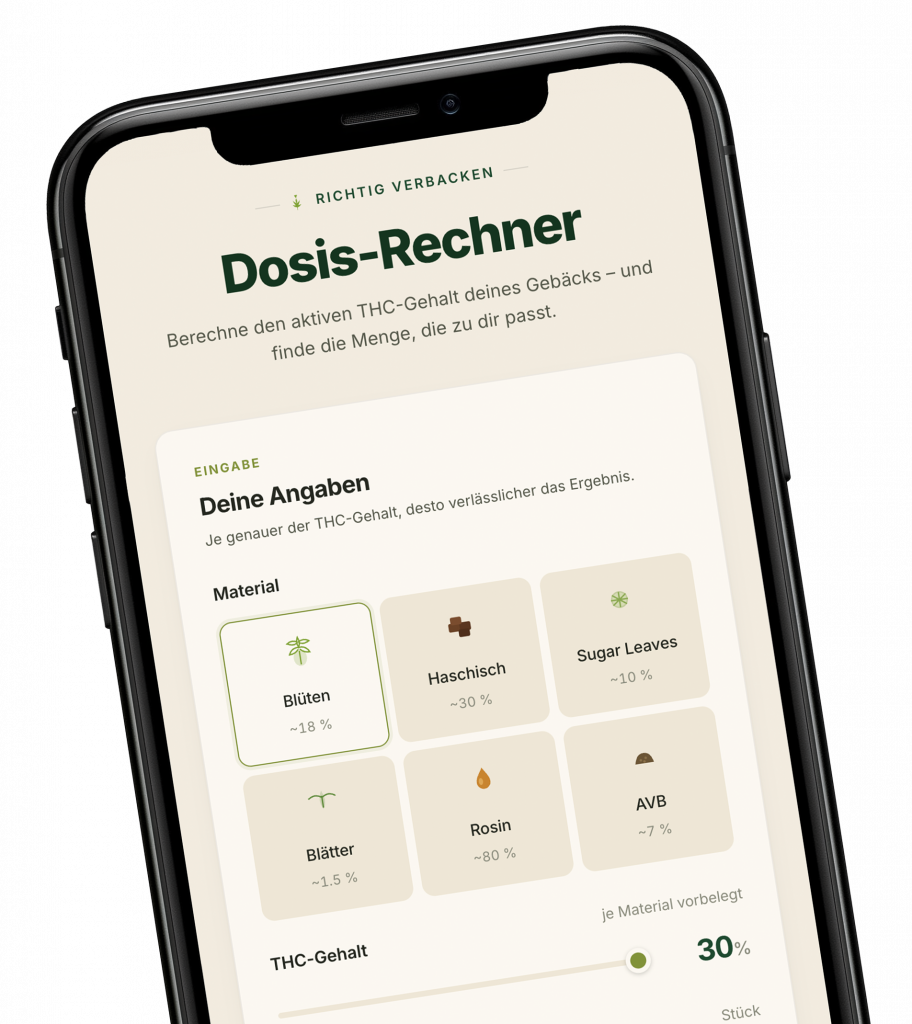 Dosisrechner von Richtig Verbacken auf dem Smartphone